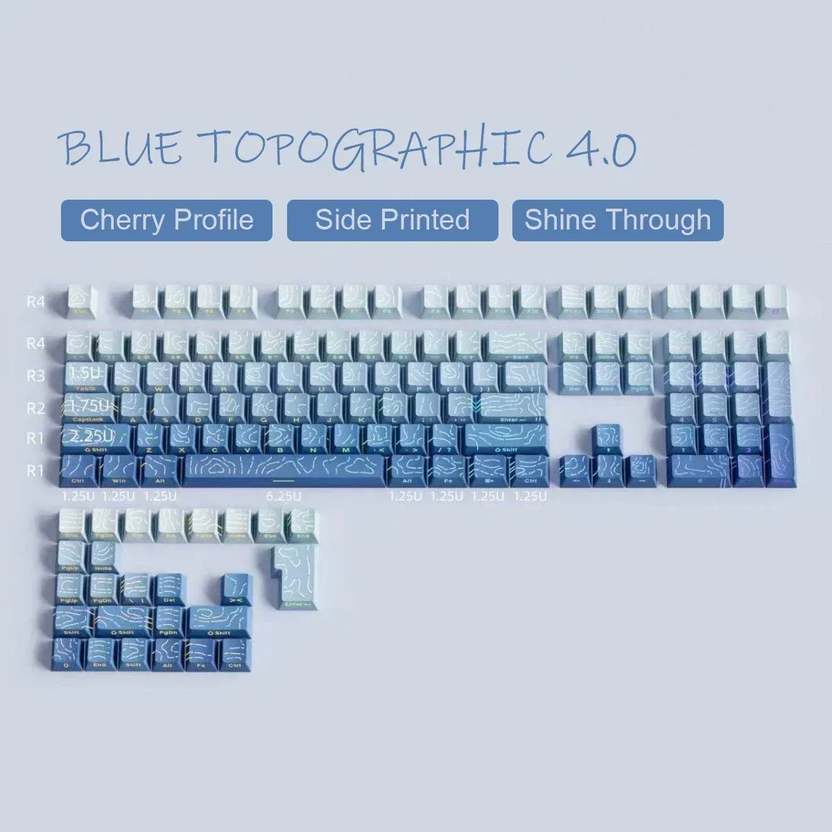 Keycaps PBT à dégradé et lettrage latéral transparent, profil Cherry, pour claviers mécaniques (60% à 100%) slide 8