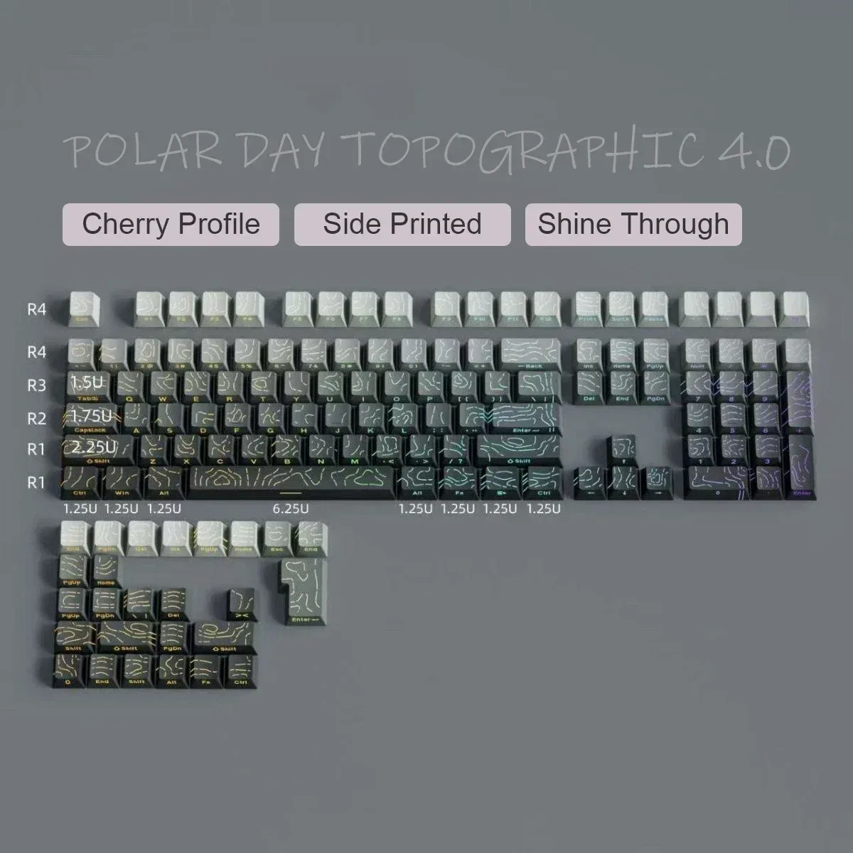 Keycaps PBT à dégradé et lettrage latéral transparent, profil Cherry, pour claviers mécaniques (60% à 100%) slide 7