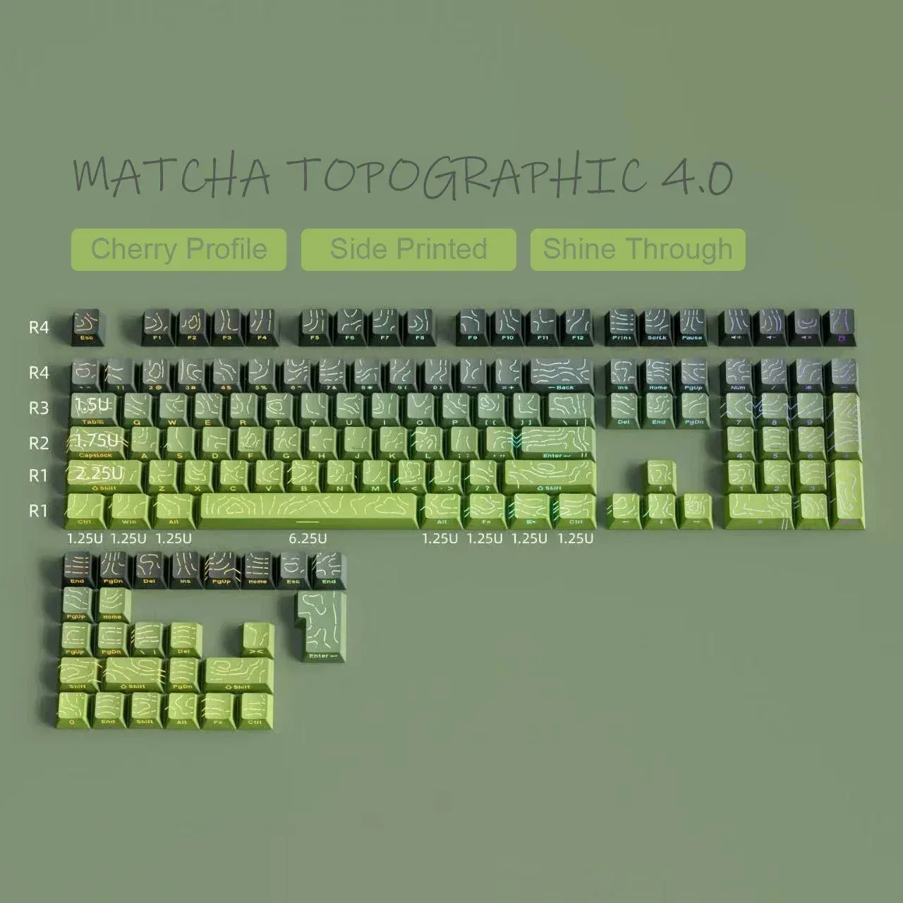 Keycaps PBT à dégradé et lettrage latéral transparent, profil Cherry, pour claviers mécaniques (60% à 100%) slide 12