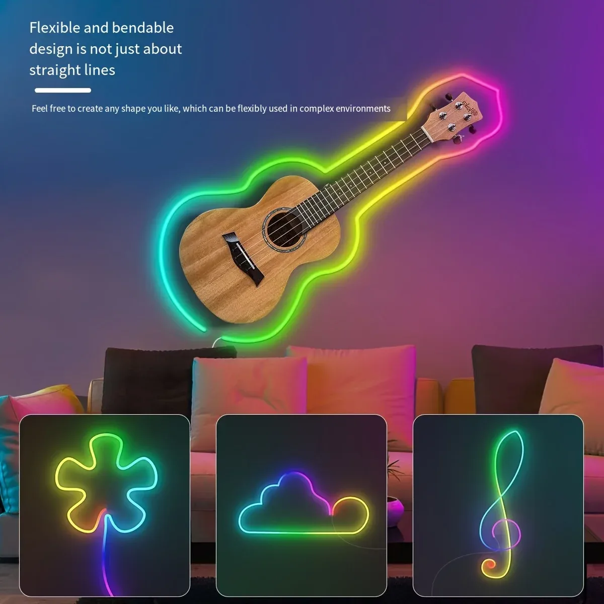 Ruban LED Néon Flexible RGBIC 5V USB - Contrôle Bluetooth et Synchronisation Musicale slide 4
