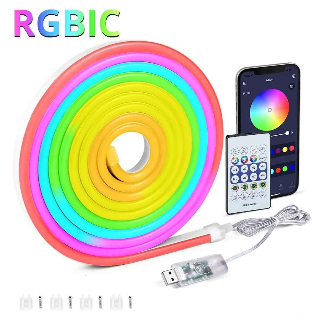Ruban LED Néon Flexible RGBIC 5V USB - Contrôle Bluetooth et Synchronisation Musicale slide 7