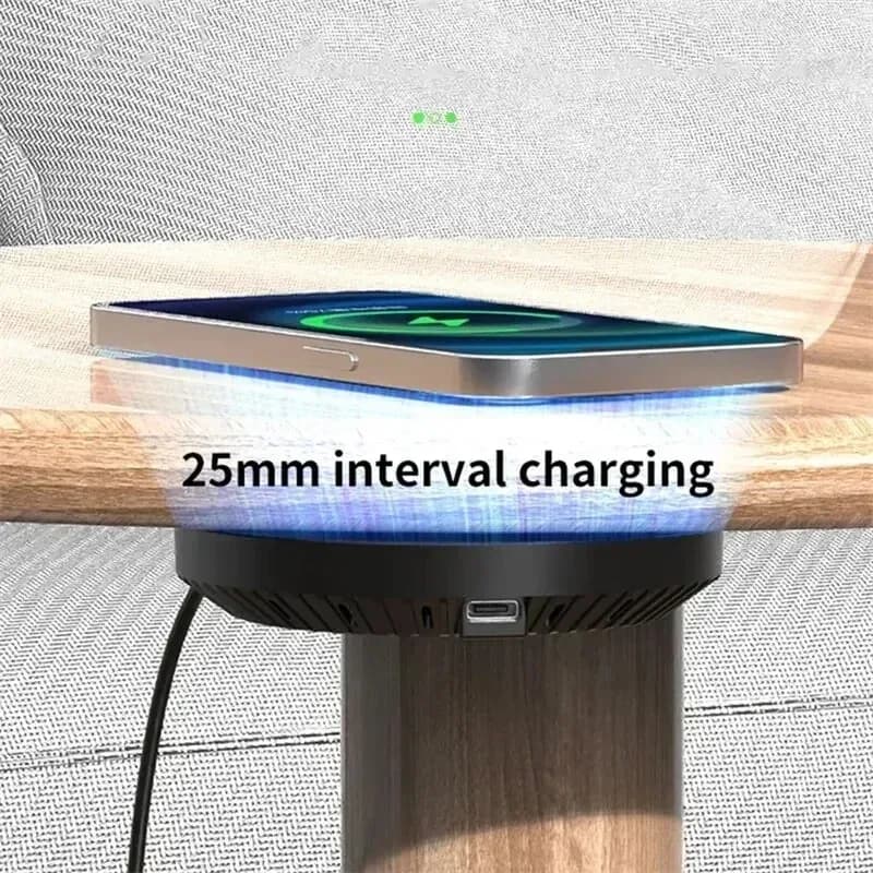 Chargeur sans fil invisible sous le bureau (40 mm) pour iPhone et Samsung - Image 5