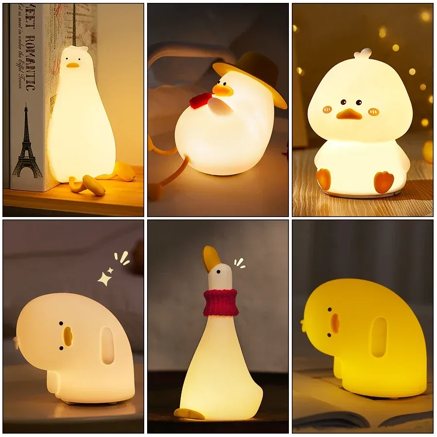 Veilleuse LED rechargeable en silicone - Canard mignon - Image 1