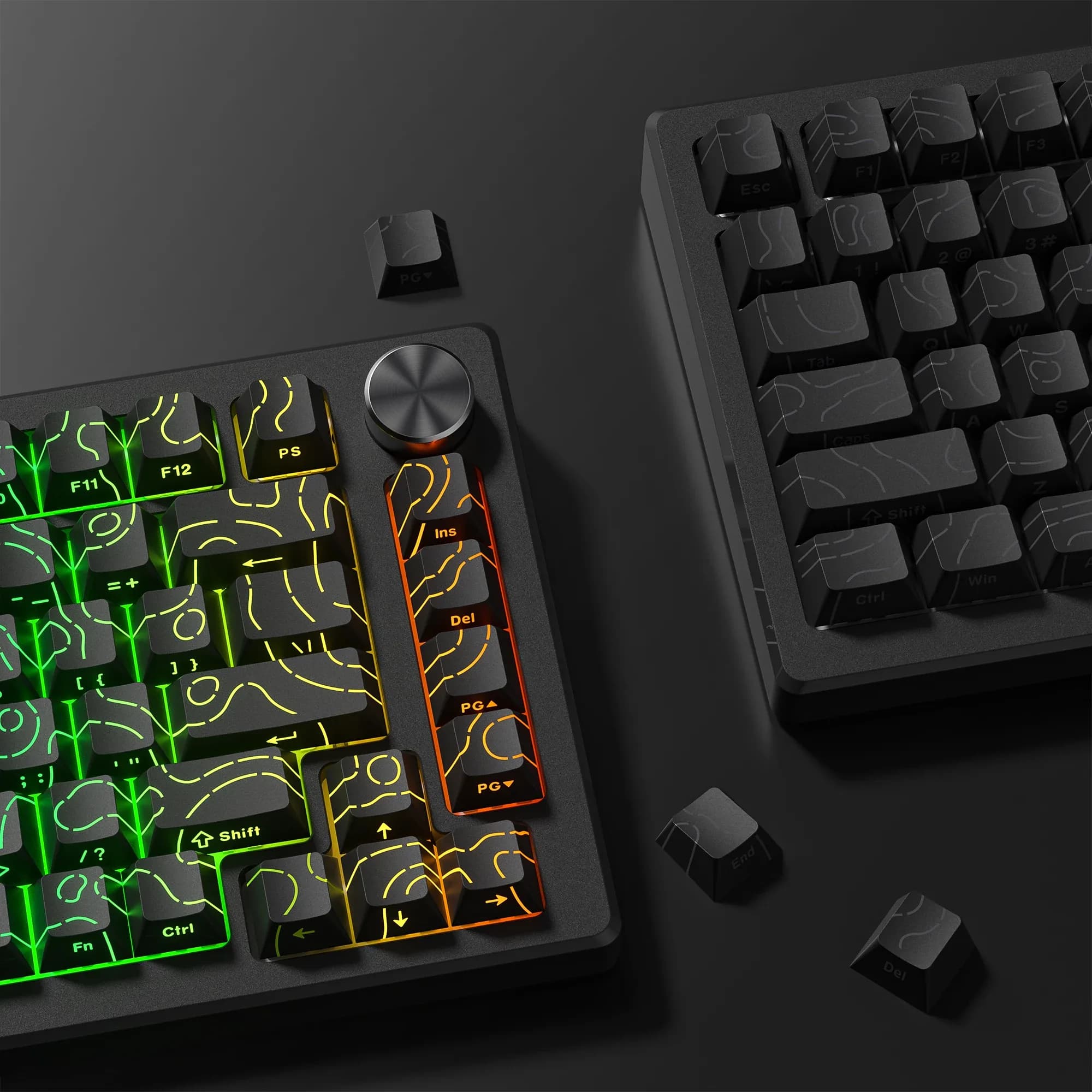 Set de touches PBT Noir Topographique 4.0 - Profil Cherry - Double injection latérale RGB - Compatible switches Cherry MX - Image 5