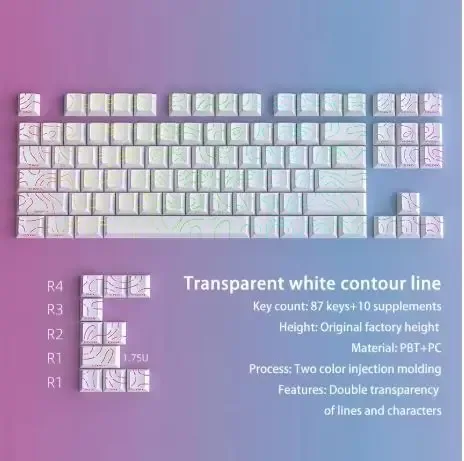 Set de touches PBT Noir Topographique 4.0 - Profil Cherry - Double injection latérale RGB - Compatible switches Cherry MX slide 16