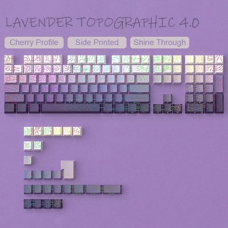 Set de touches PBT Noir Topographique 4.0 - Profil Cherry - Double injection latérale RGB - Compatible switches Cherry MX slide 25