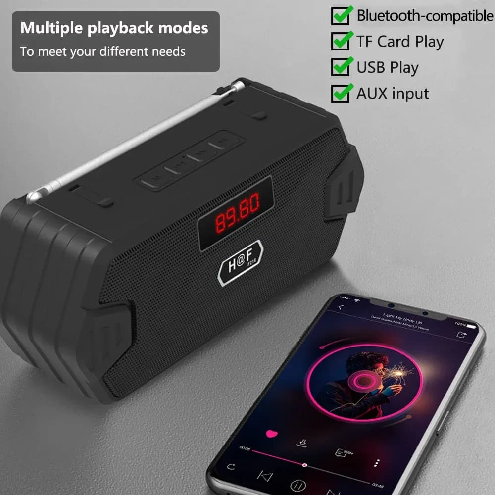 Enceinte Bluetooth portable avec radio FM, ports USB, Micro SD et AUX - Image 4