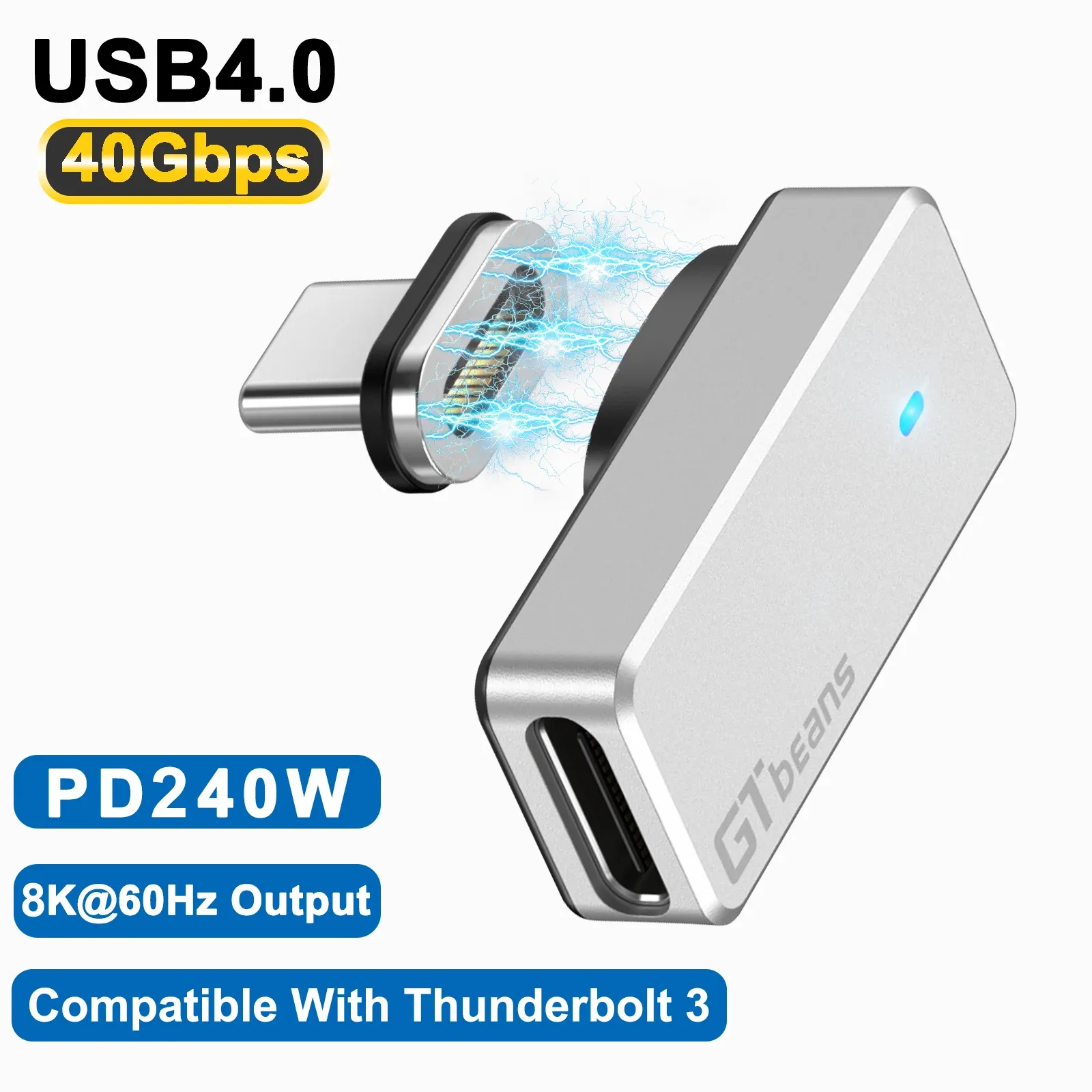Adaptateur Magnétique USB4 / Thunderbolt 3 (USB-C) - 40Gbps, 240W, 8K@60Hz - Image 1
