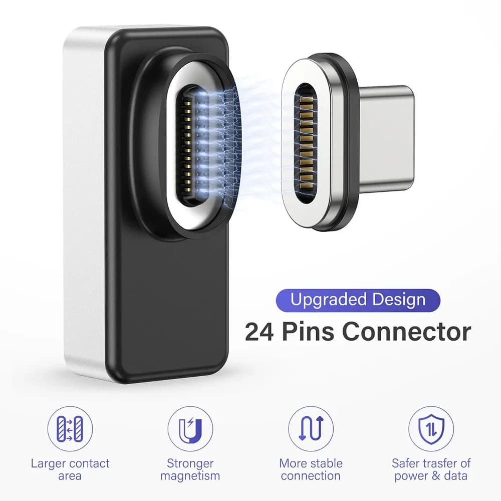 Adaptateur Magnétique USB4 / Thunderbolt 3 (USB-C) - 40Gbps, 240W, 8K@60Hz - Image 2