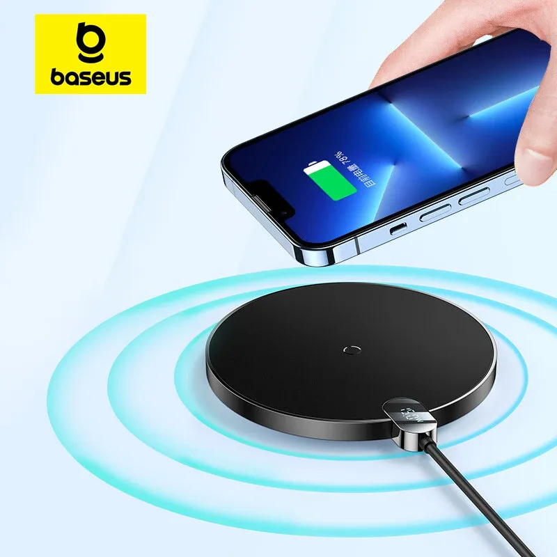 Chargeur sans fil Baseus 15W avec affichage LED pour iPhone, Samsung et AirPods