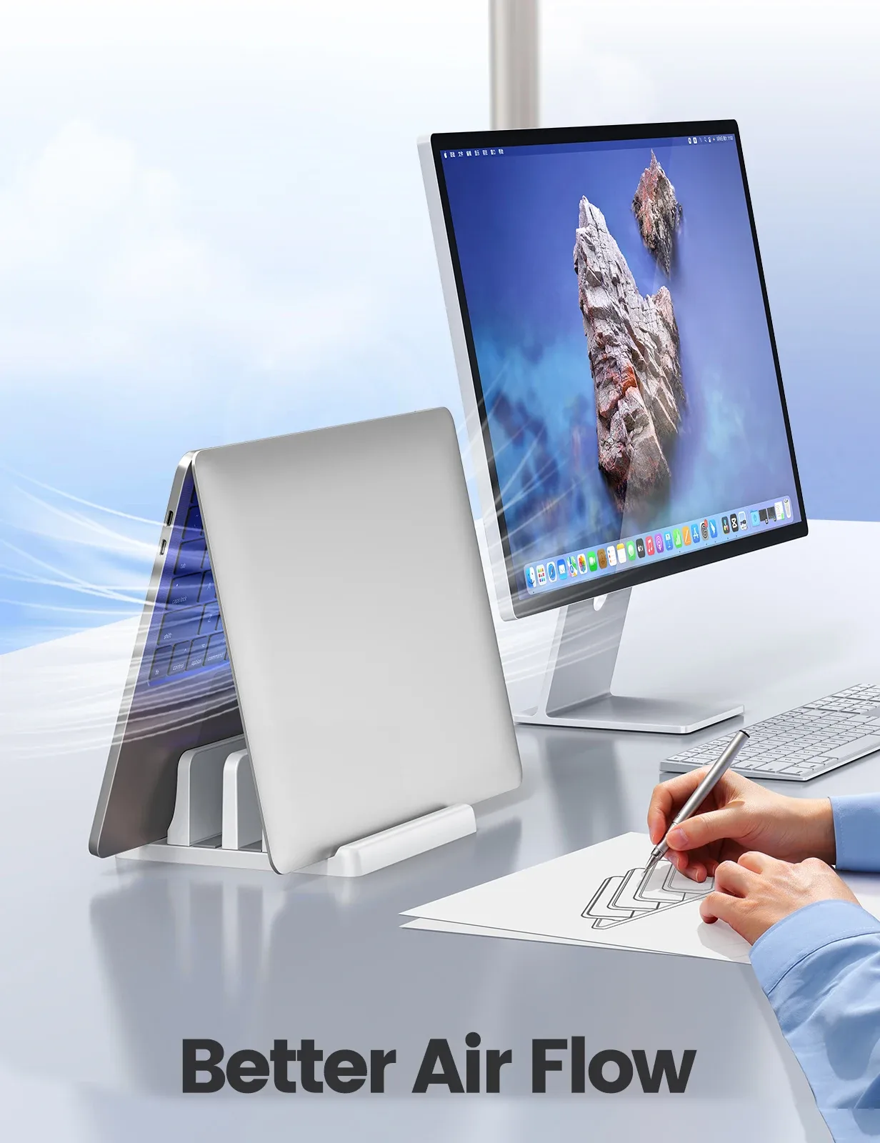 Support vertical ajustable pour ordinateur portable et tablette slide 3