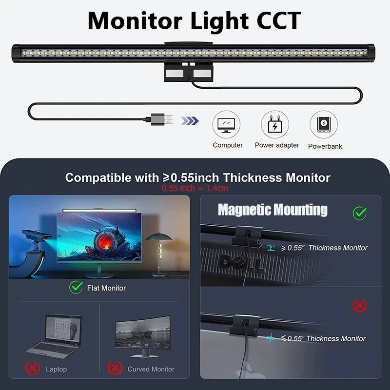Barre lumineuse LED pour écran avec télécommande et protection oculaire - 44 cm slide 4