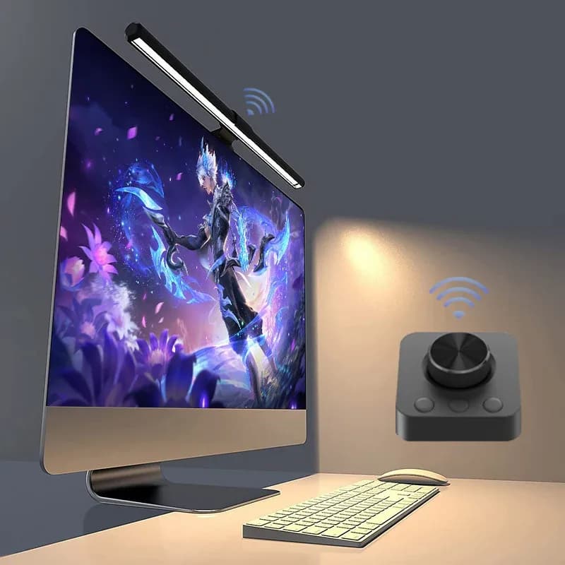 Barre lumineuse LED pour écran avec télécommande et protection oculaire - 44 cm