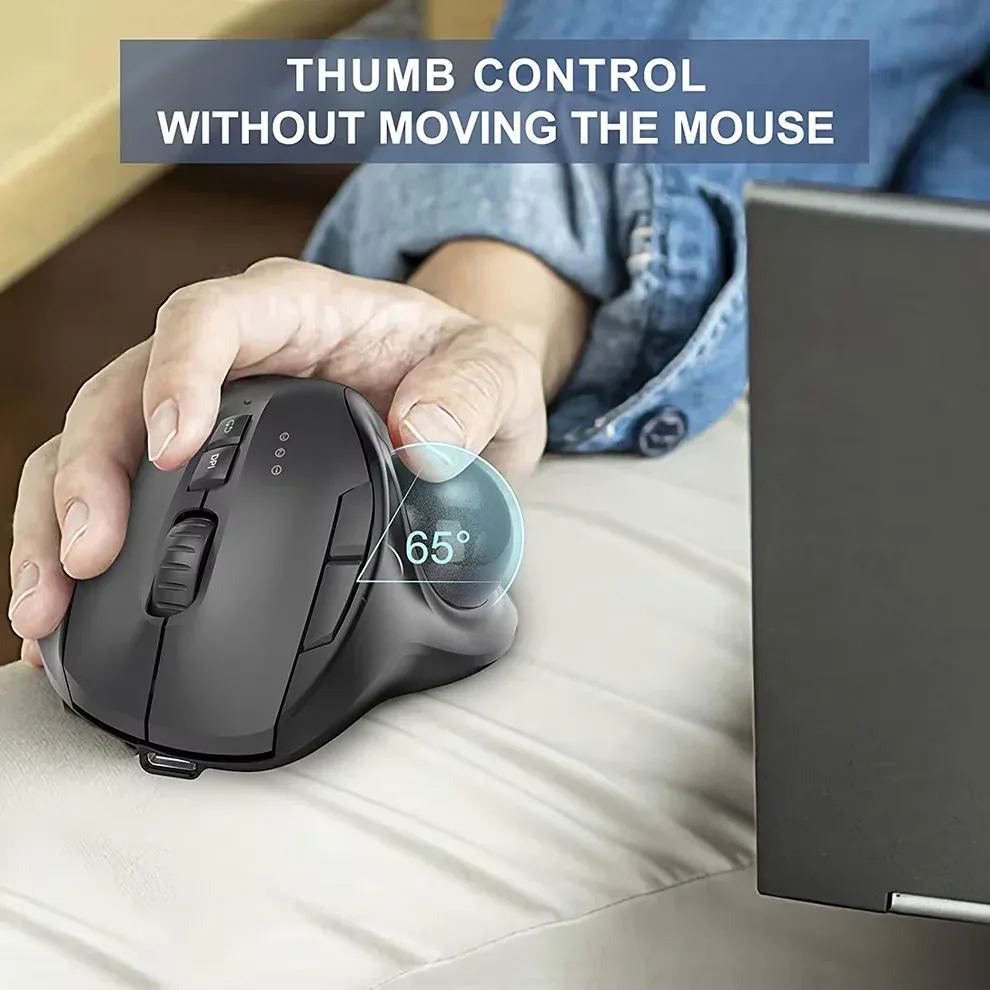 Souris Trackball Ergonomique Verticale Rechargeable - Bluetooth et 2.4G - 2400 DPI avec Étui EVA - Image 3