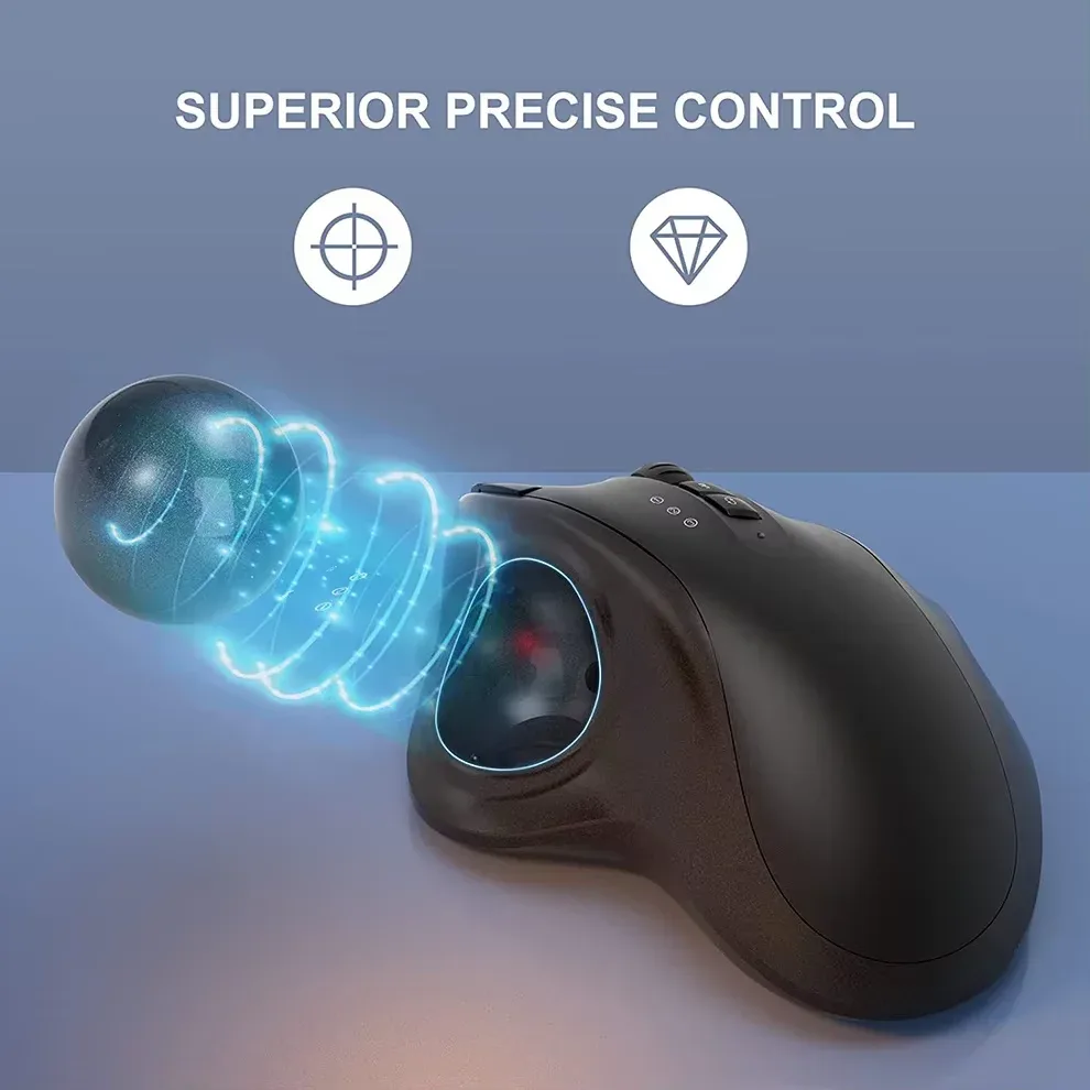 Souris Trackball Ergonomique Verticale Rechargeable - Bluetooth et 2.4G - 2400 DPI avec Étui EVA - Image 6