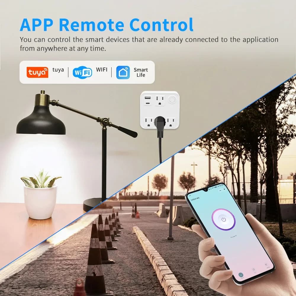 Multiprise connectée WiFi Tuya avec suivi de consommation, compatible Alexa et Google Home slide 2