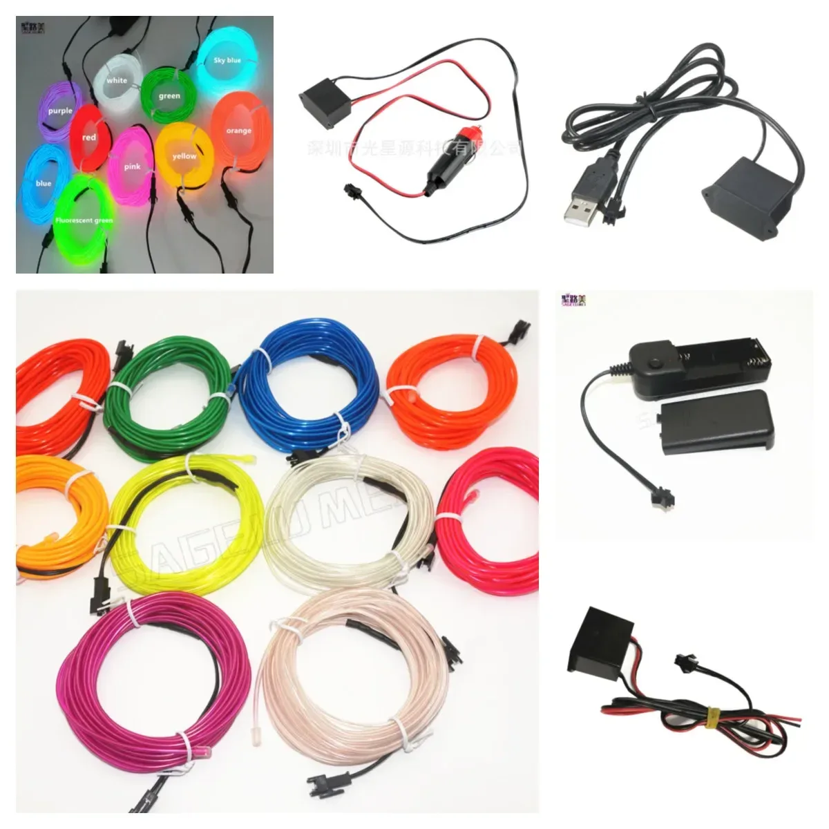 Fil EL Lumineux Flexible Étanche 3V/5V/12V (2m/3m/5m) slide 2