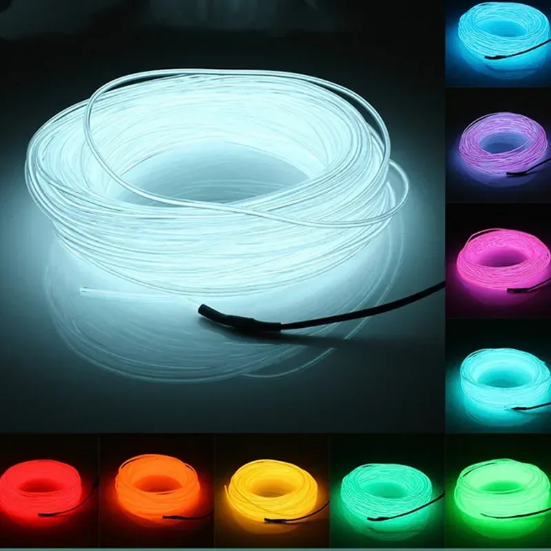 Fil EL Lumineux Flexible Étanche 3V/5V/12V (2m/3m/5m)