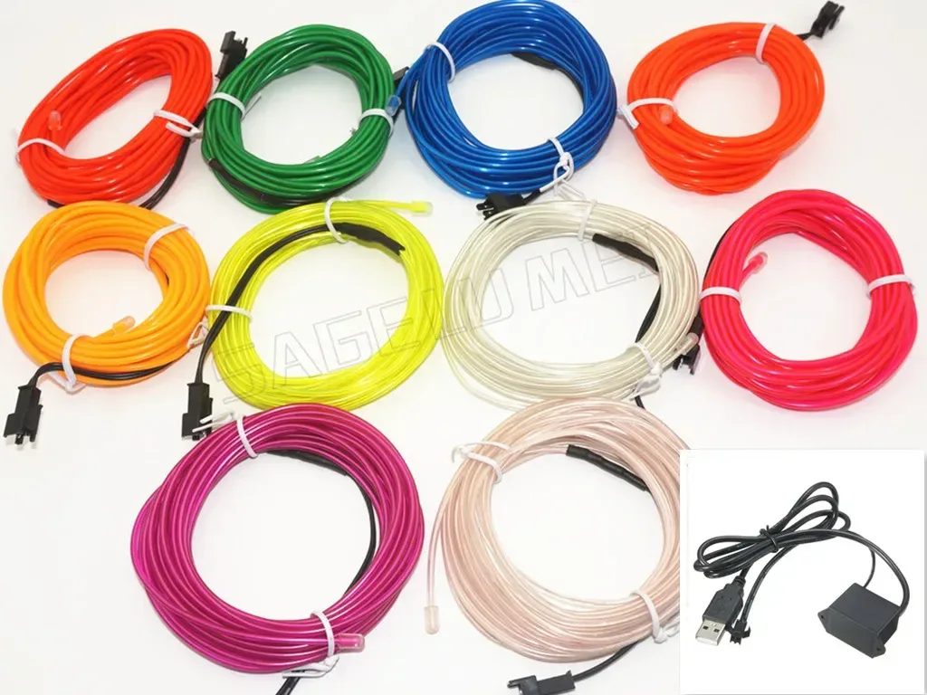 Fil EL Lumineux Flexible Étanche 3V/5V/12V (2m/3m/5m) slide 9