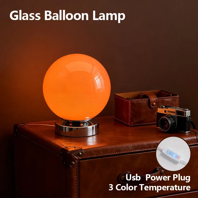 Lampe de chevet vintage en verre de Murano USB - 3 températures de couleur - Image 1