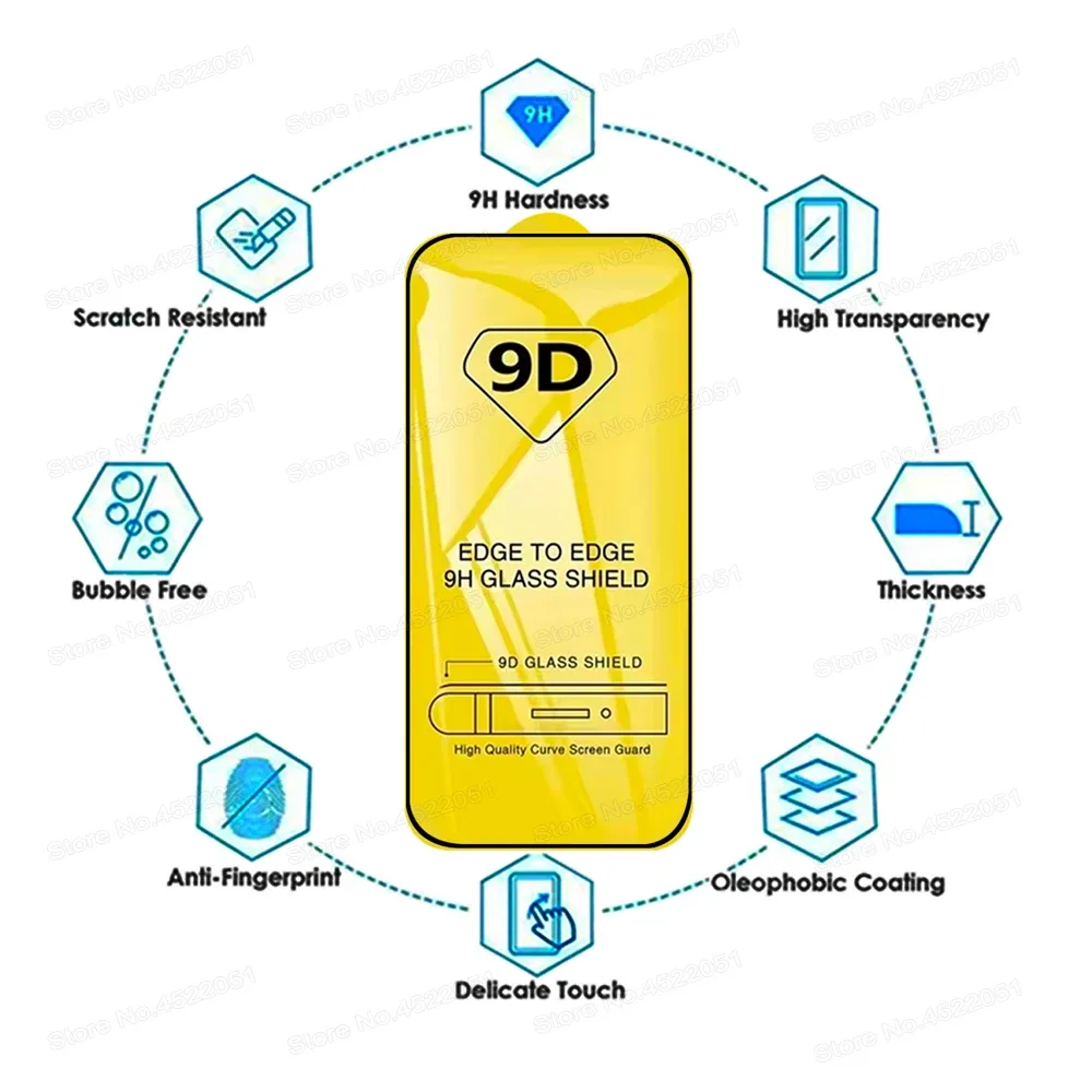 Lot de 10 protections d'écran en verre trempé 9D pour iPhone 11 à 17 Pro Max, Plus, Mini, Air - Image 2