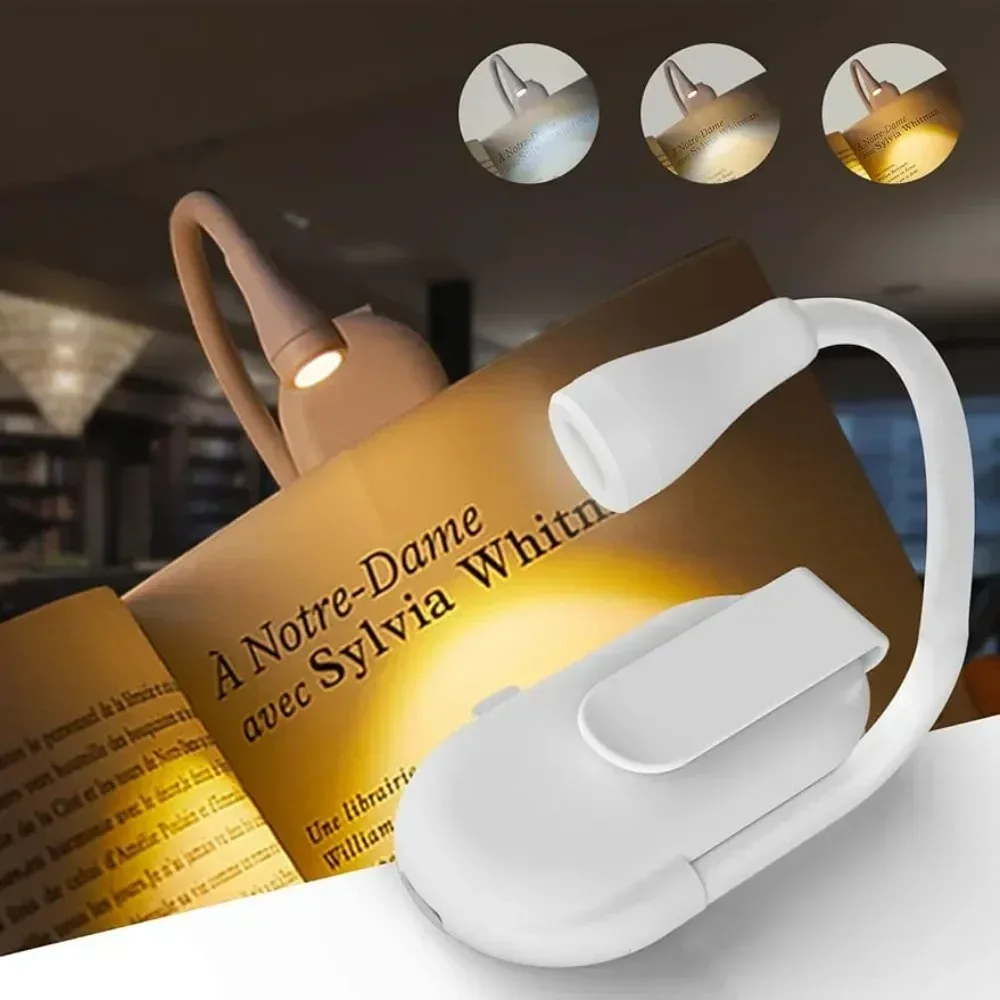 Mini lampe de lecture LED rechargeable à clip - 3 modes de couleur slide 7