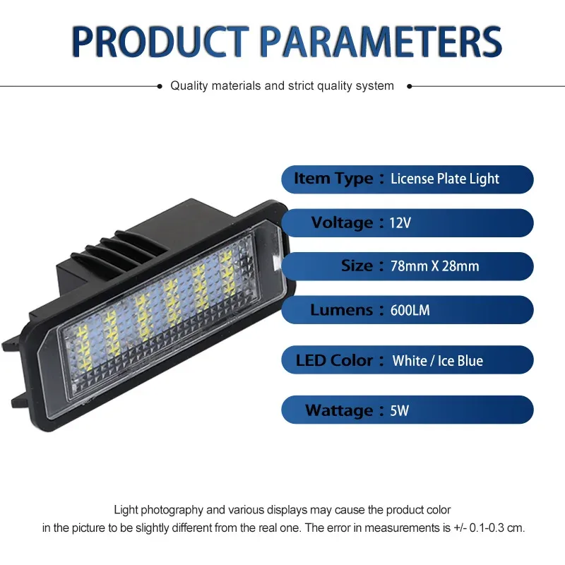 Éclairage de plaque d'immatriculation LED Canbus pour Seat Leon MK3 (5F/SC) 2012-2020 - Lot de 2 - Image 2