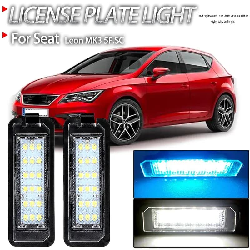 Éclairage de plaque d'immatriculation LED Canbus pour Seat Leon MK3 (5F/SC) 2012-2020 - Lot de 2 - Image 1