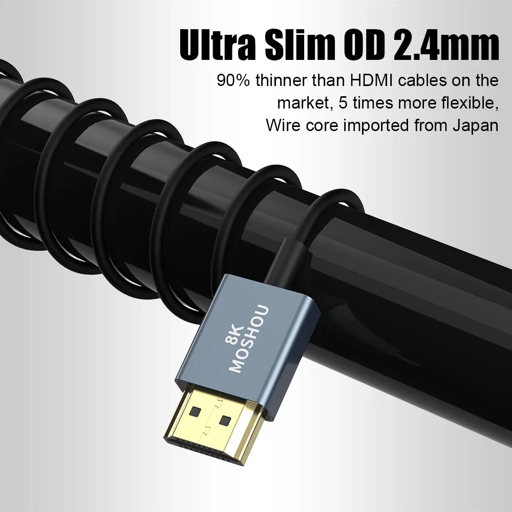 Câble HDMI 2.1 MOSHOU Ultra Mince et Flexible - 8K@60Hz, 4K@120Hz, 48 Gbps slide 3