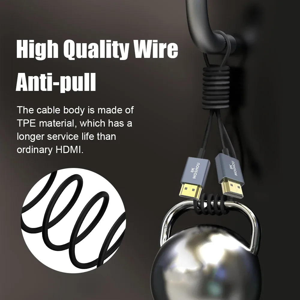Câble HDMI 2.1 MOSHOU Ultra Mince et Flexible - 8K@60Hz, 4K@120Hz, 48 Gbps slide 5