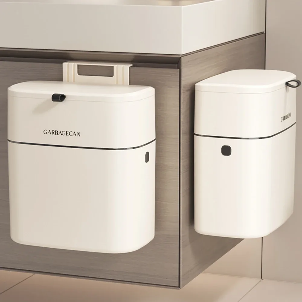 Poubelle de cuisine murale 8L avec couvercle - Fixation sans perçage