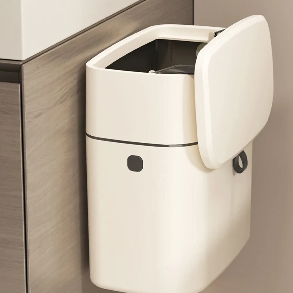 Poubelle de cuisine murale 8L avec couvercle - Fixation sans perçage slide 4