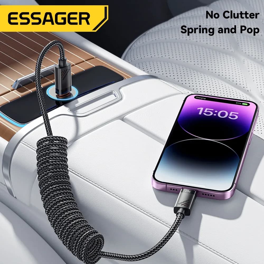 Essager Câble USB-C vers Lightning à Ressort - Charge Rapide PD 29W, 1,8m - Image 4