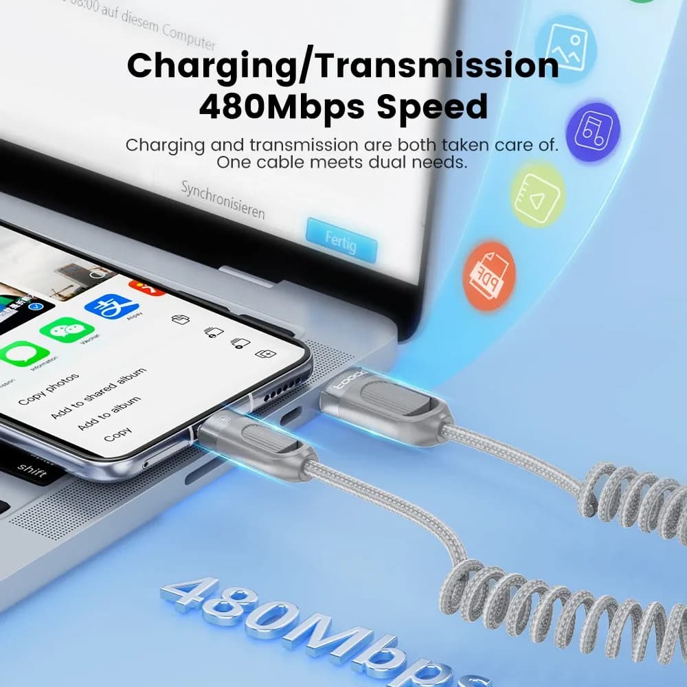 Toocki Câble USB-A vers USB-C 3A Charge Rapide, Tressé et Extensible, 1,5 m slide 5