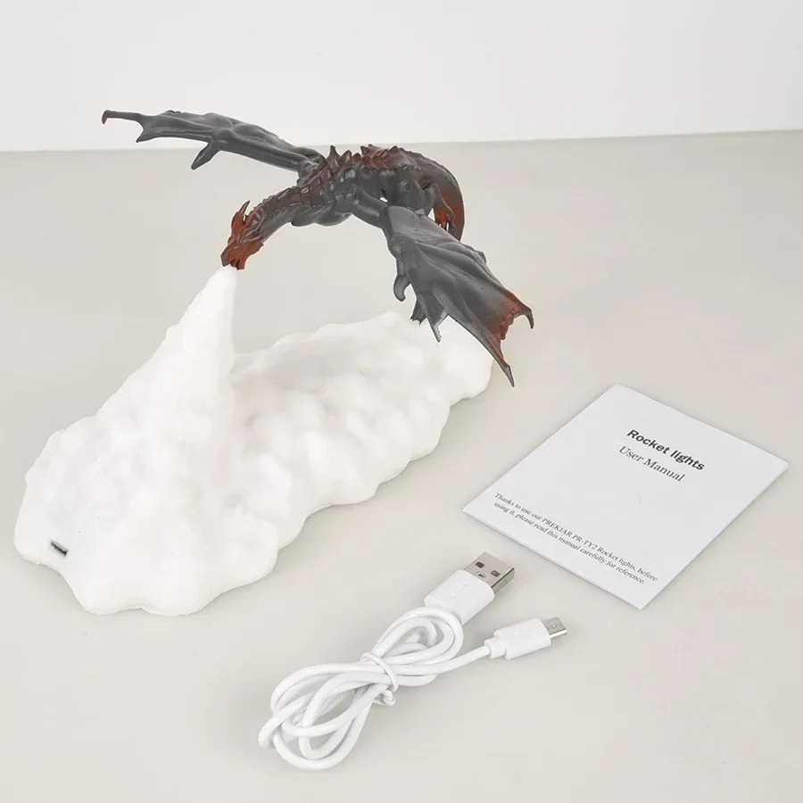Lampe LED Dragon de feu à impression 3D - Rechargeable USB slide 4