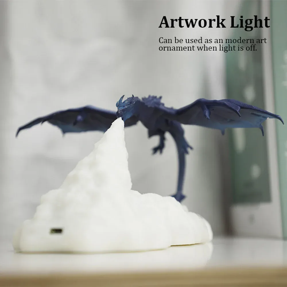 Lampe LED Dragon de feu à impression 3D - Rechargeable USB slide 2