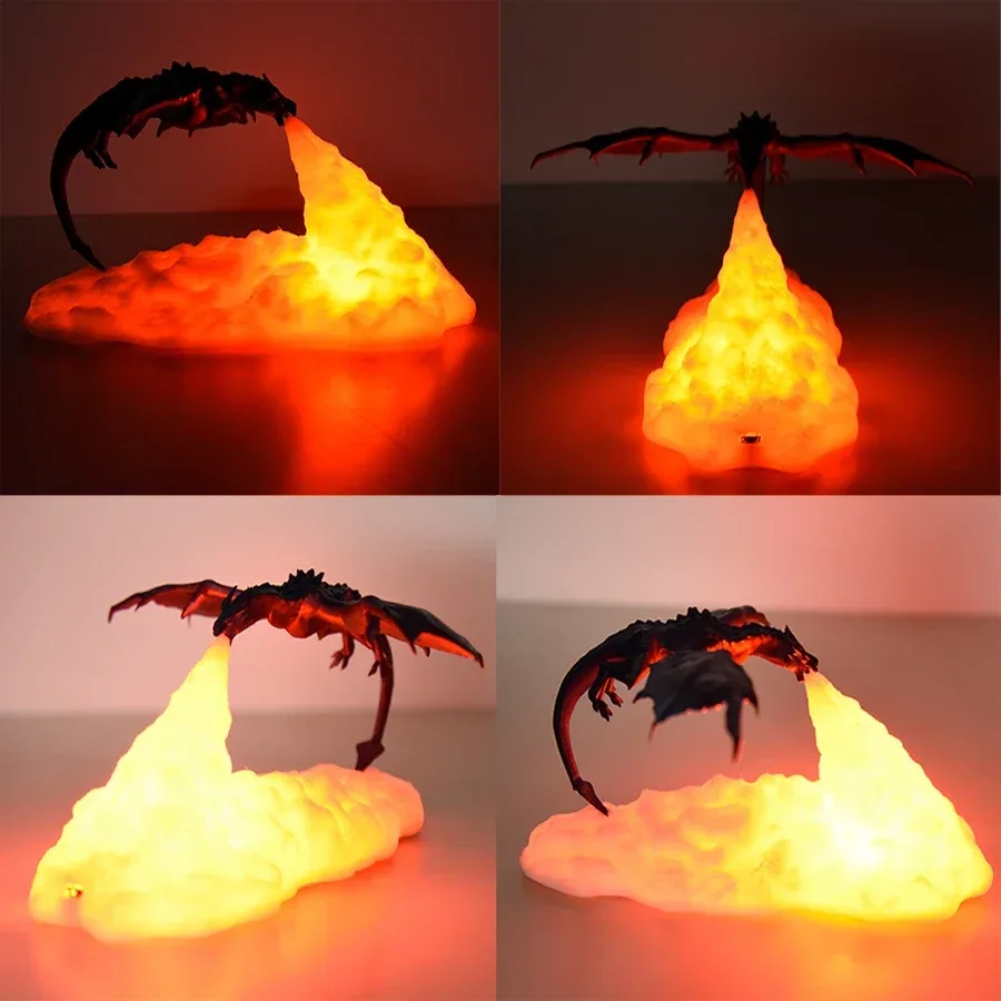 Lampe LED Dragon de feu à impression 3D - Rechargeable USB slide 6