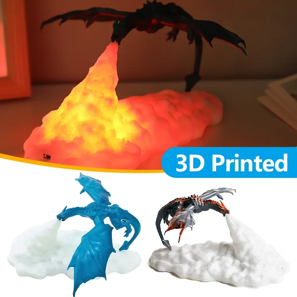 Lampe LED Dragon de feu à impression 3D - Rechargeable USB slide 3