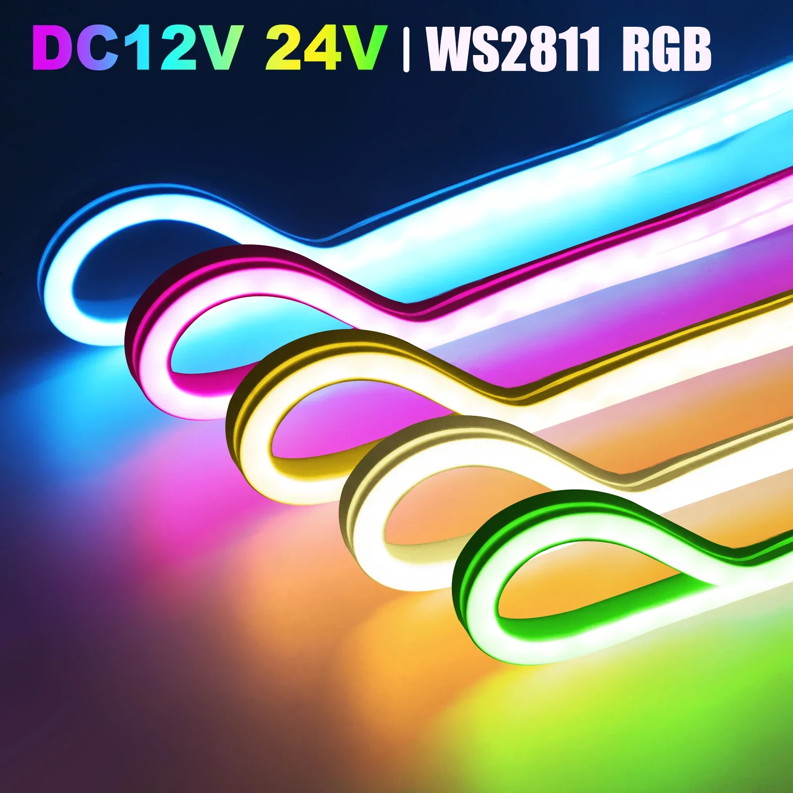 Ruban LED Néon Flexible RGBIC WS2811 - DC 12V/24V - Étanche - Image 1