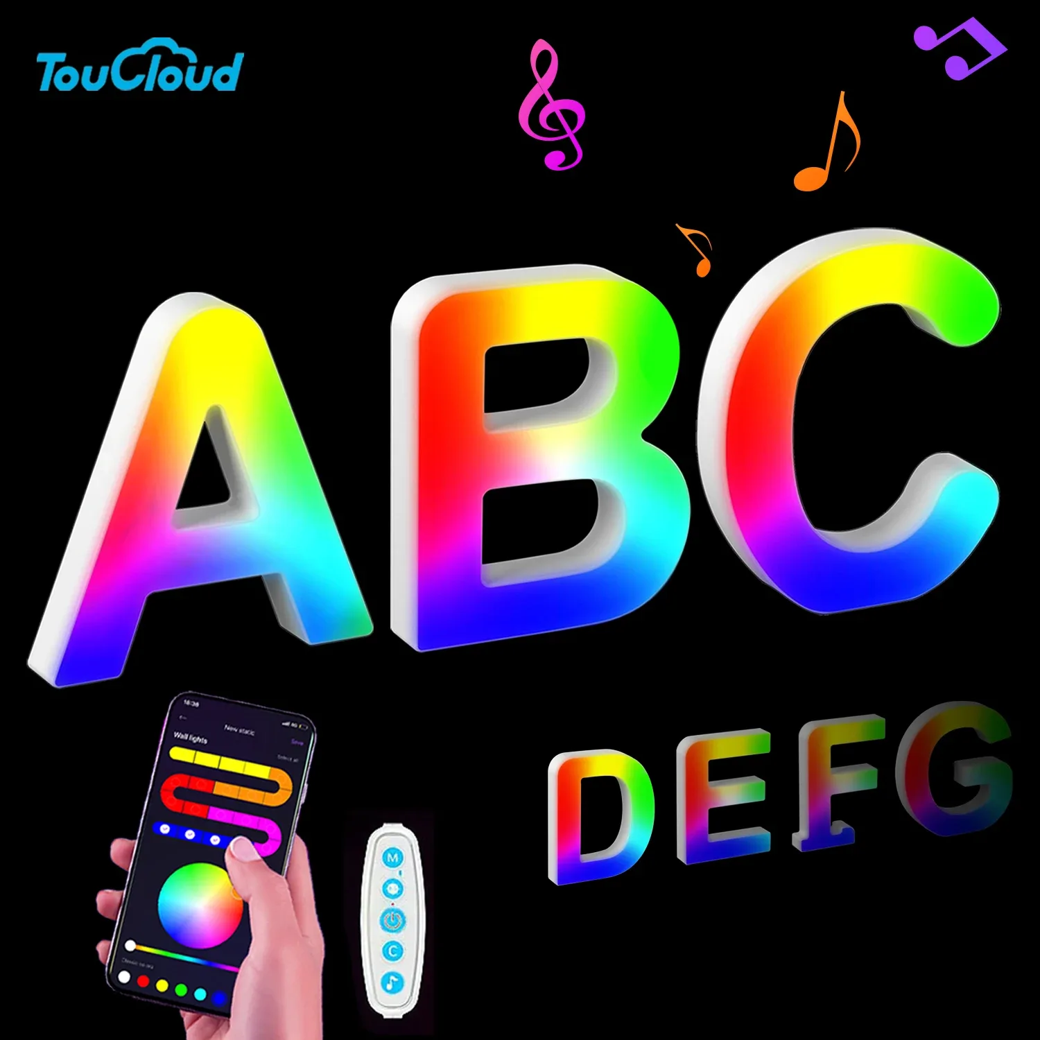 Lettre Lumineuse LED RGBW avec Synchronisation Musicale et Contrôle via Application - Image 1
