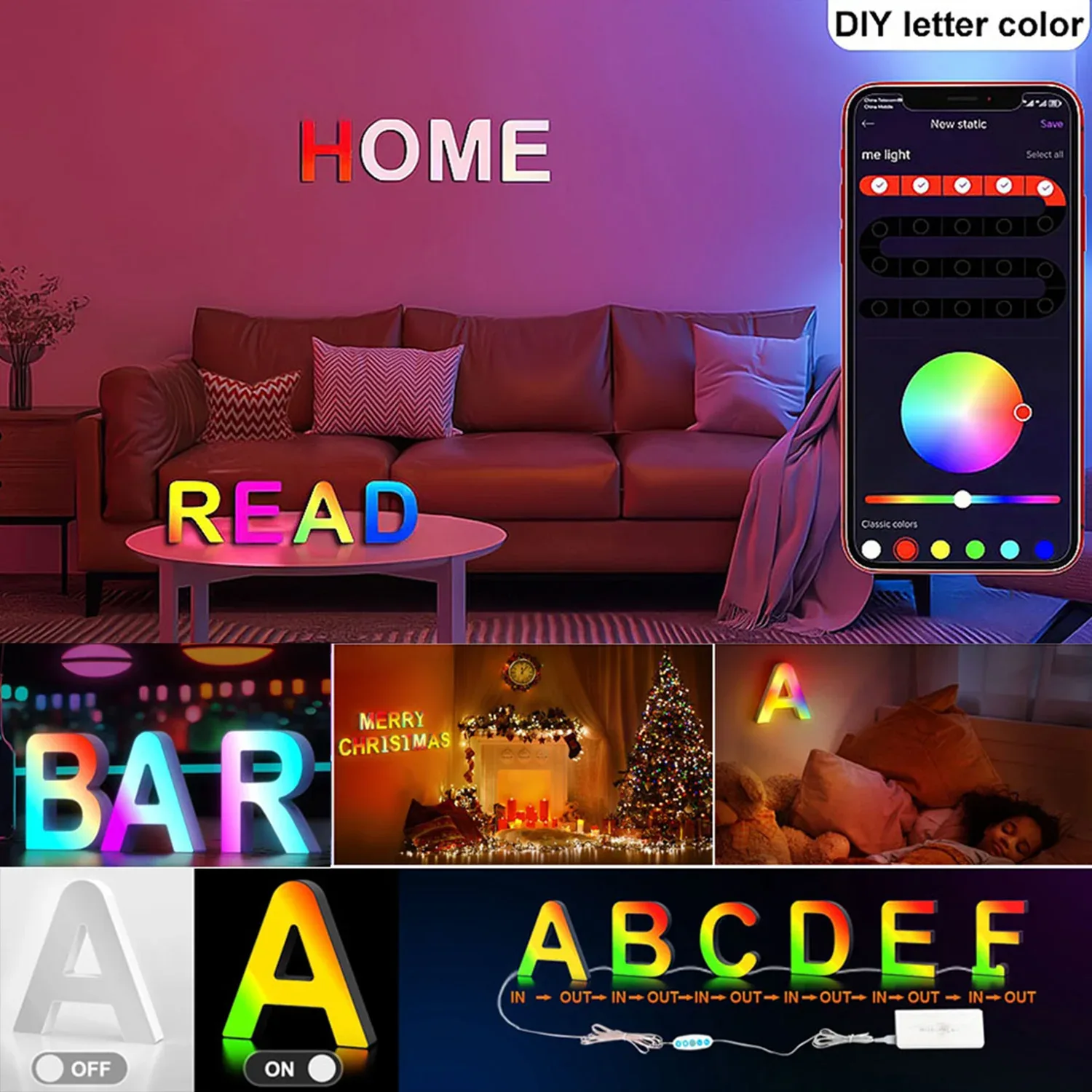 Lettre Lumineuse LED RGBW avec Synchronisation Musicale et Contrôle via Application - Image 2