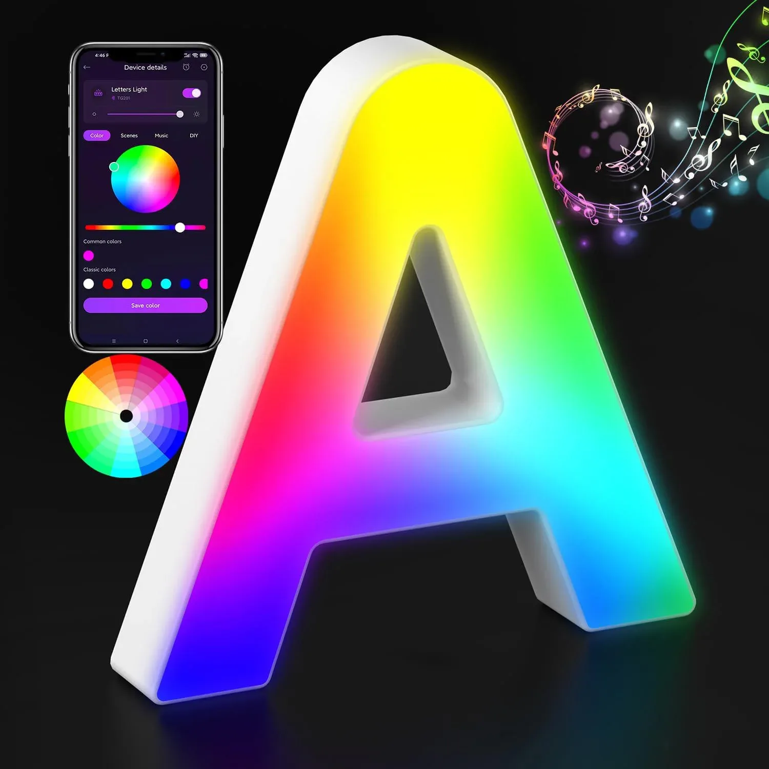 Lettre Lumineuse LED RGBW avec Synchronisation Musicale et Contrôle via Application slide 10