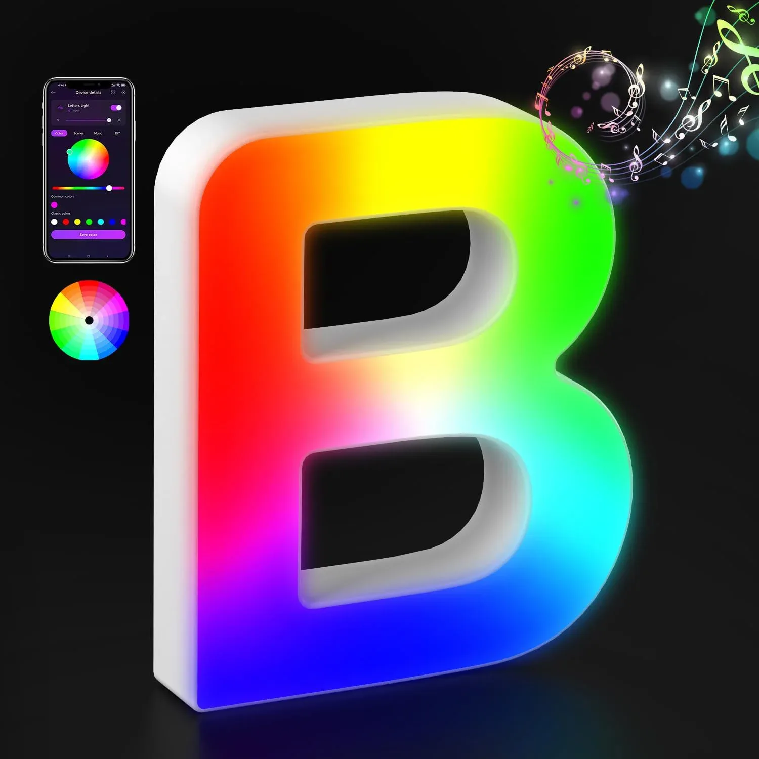 Lettre Lumineuse LED RGBW avec Synchronisation Musicale et Contrôle via Application slide 9