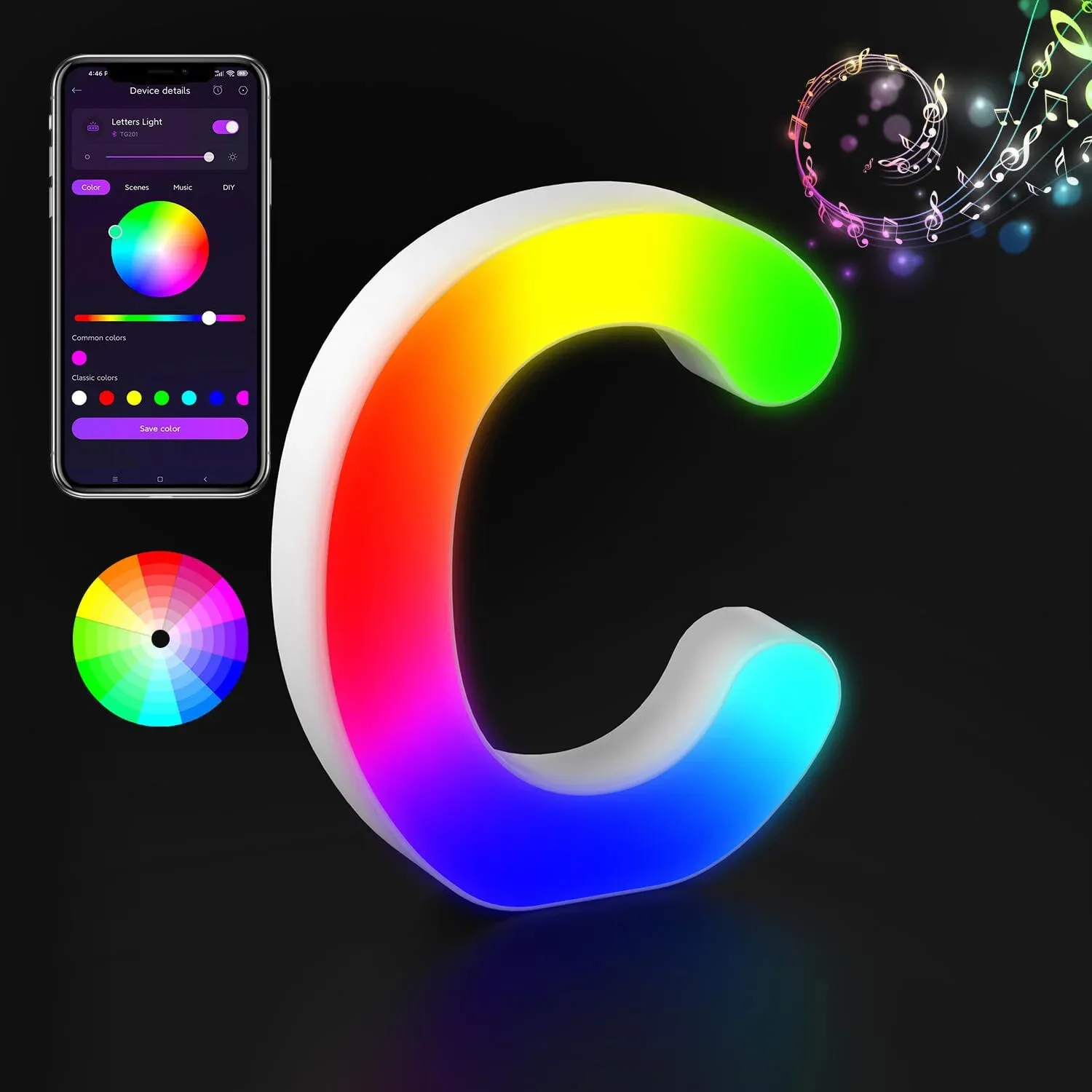 Lettre Lumineuse LED RGBW avec Synchronisation Musicale et Contrôle via Application slide 8