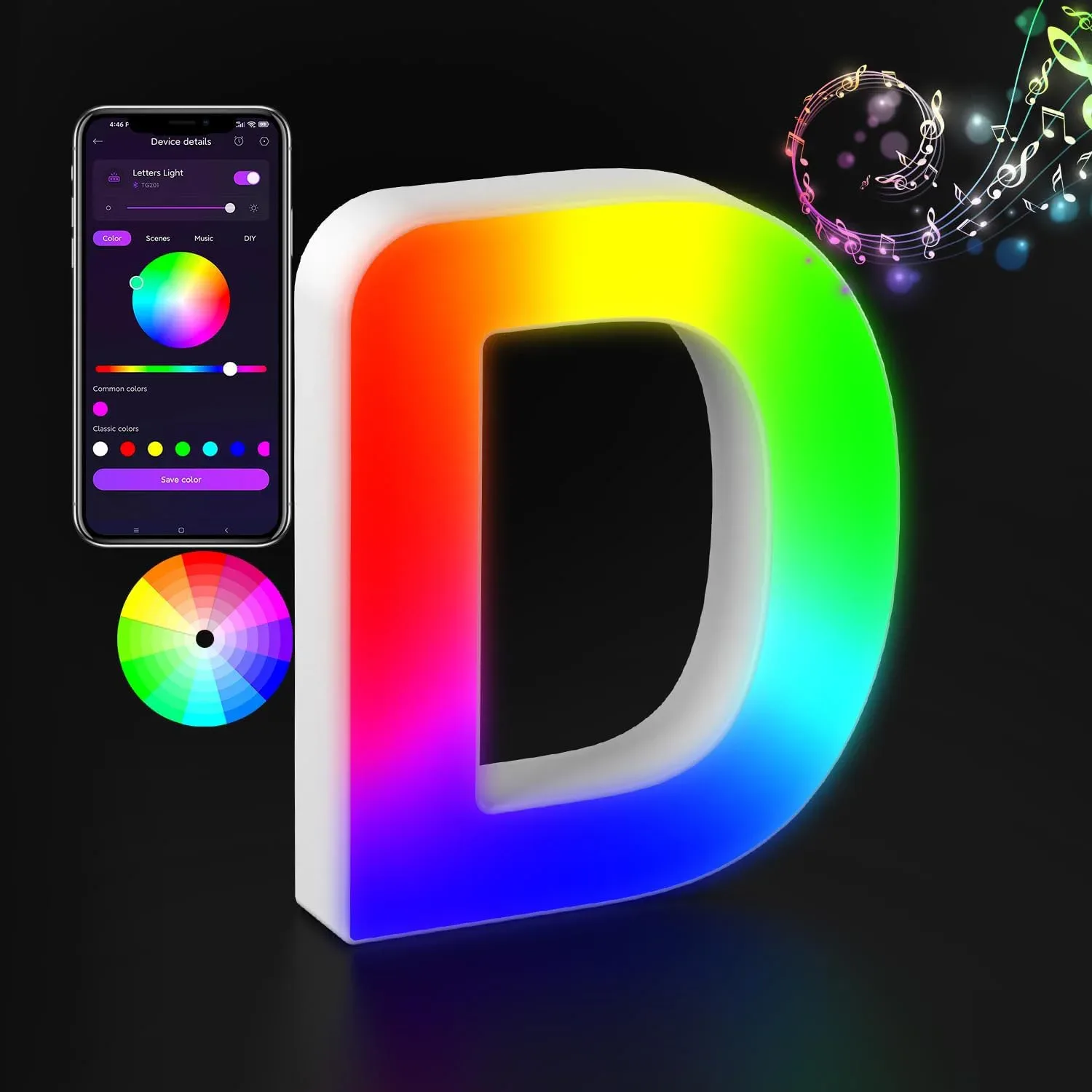 Lettre Lumineuse LED RGBW avec Synchronisation Musicale et Contrôle via Application slide 7