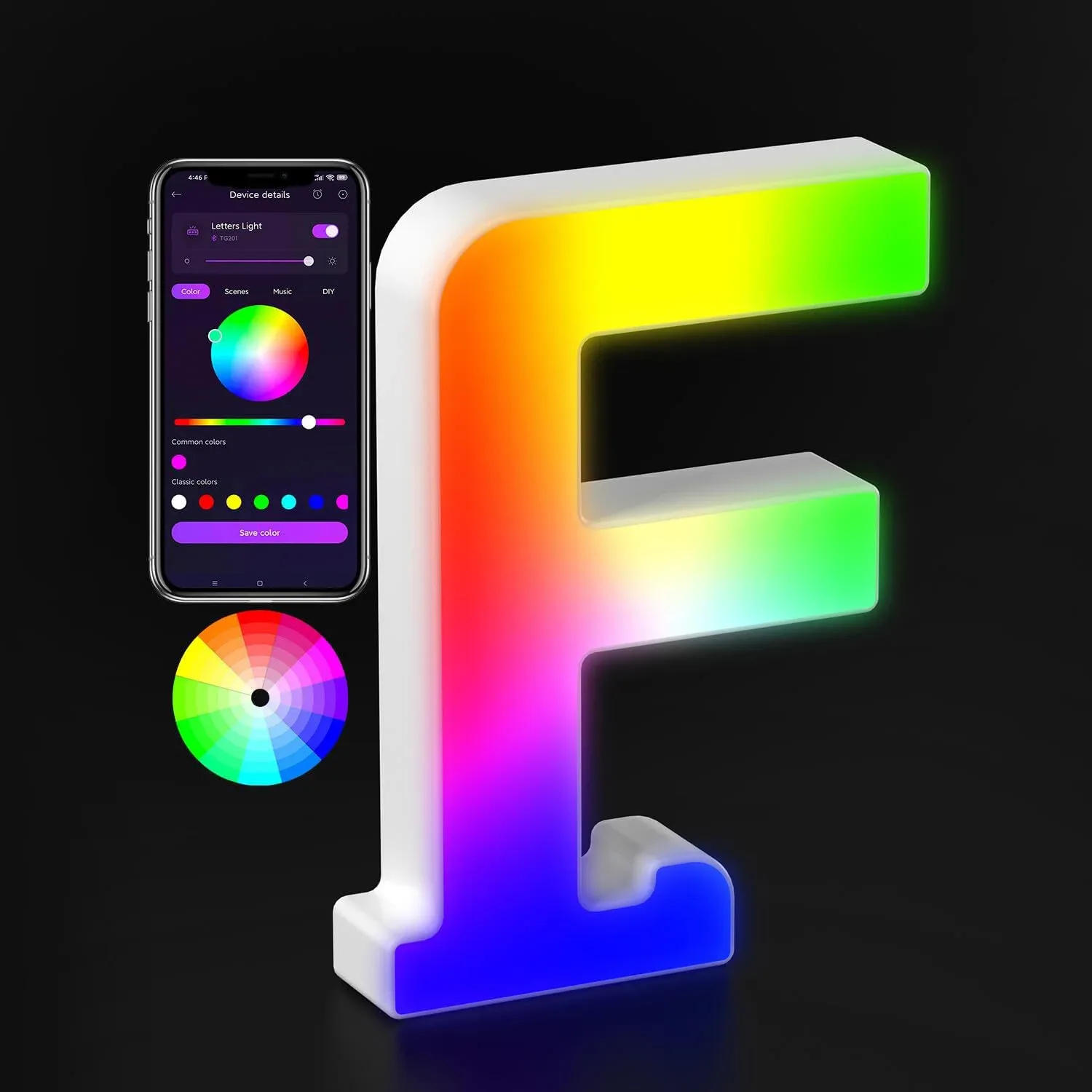 Lettre Lumineuse LED RGBW avec Synchronisation Musicale et Contrôle via Application slide 13