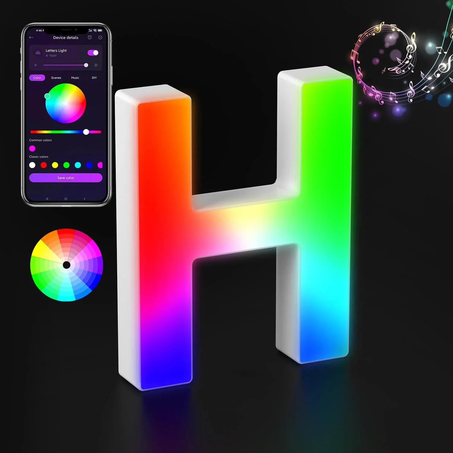 Lettre Lumineuse LED RGBW avec Synchronisation Musicale et Contrôle via Application slide 11
