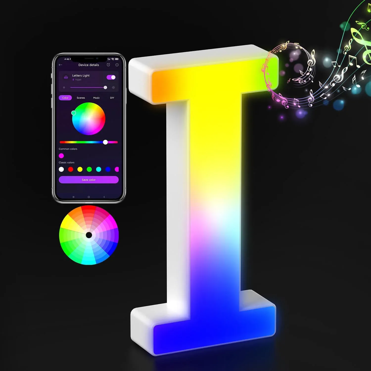 Lettre Lumineuse LED RGBW avec Synchronisation Musicale et Contrôle via Application slide 26