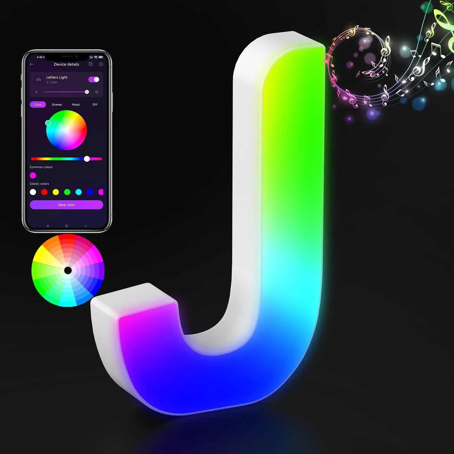 Lettre Lumineuse LED RGBW avec Synchronisation Musicale et Contrôle via Application slide 25