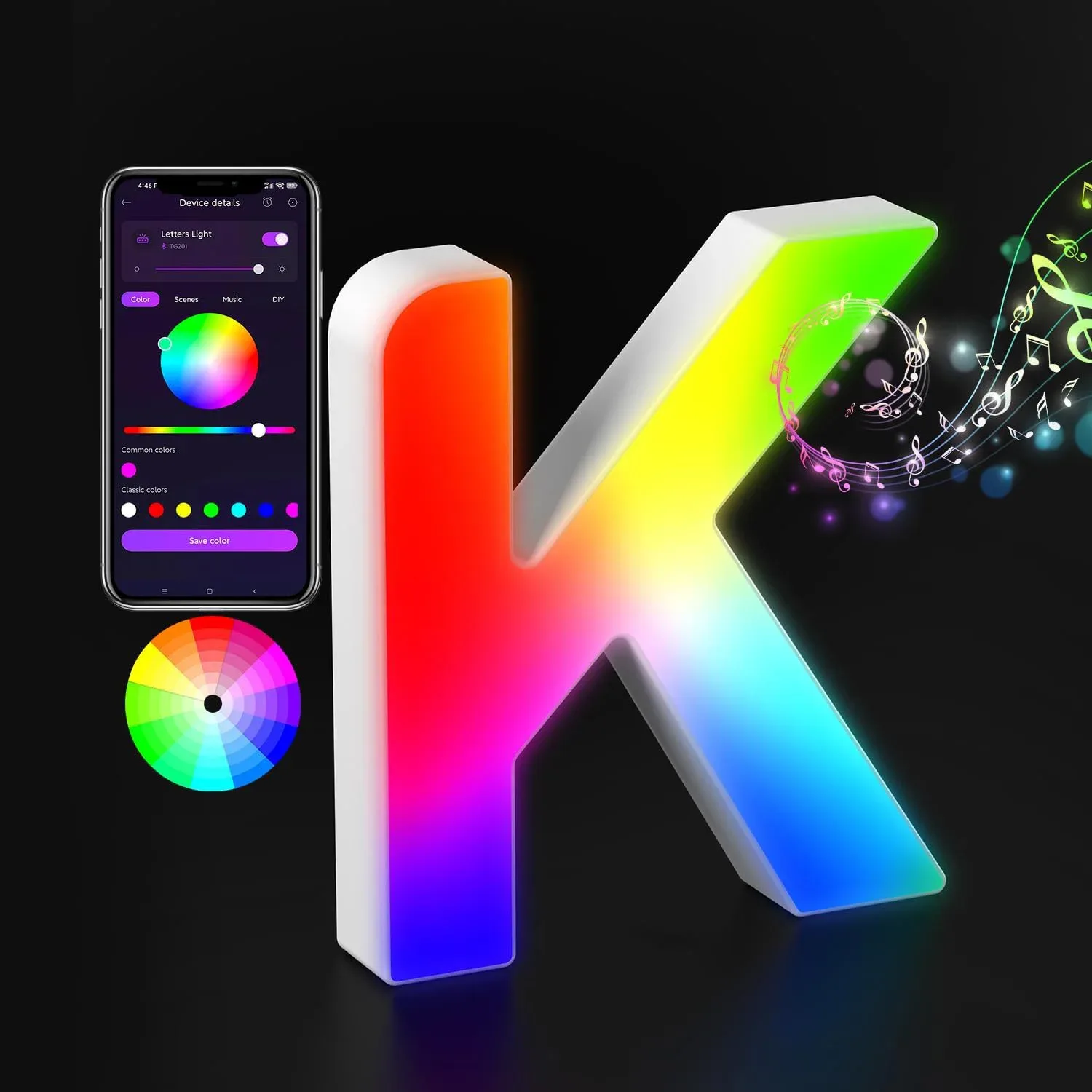 Lettre Lumineuse LED RGBW avec Synchronisation Musicale et Contrôle via Application slide 24